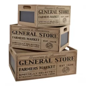 Image of Set Of 3 General Store Chalkboard Storage Crates