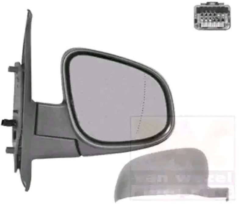 Image of VAN WEZEL 4412818 Wing mirror * HAGUS * Right, with temperature sensor, primed Outside Mirror (50)