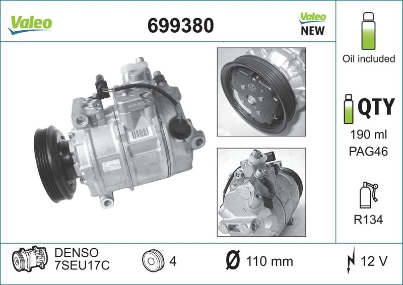 Image of Air conditioning compressor VALEO 699380