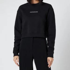 image of Calvin Klein Jeans Womens Back Monogram Crop Sweatshirt - Ck Black - L