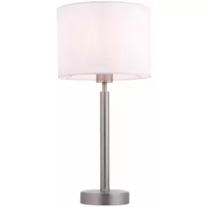 image of Loops - Table Lamp Matt Nickel & Vintage White Fabric 60W E27 usb Socket e10578