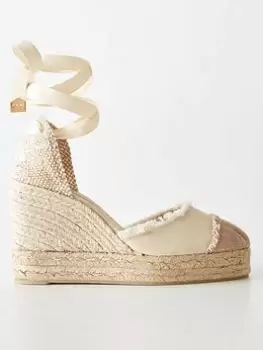 Image of CASTANER Catalina 8ED Wedged Espadrille Sandals - White, Size 6, Women