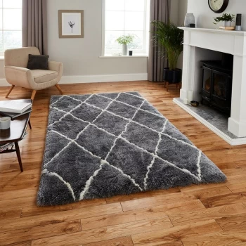 Image of Morocco Think 2491 Grey Cream 150cm x 230cm Rectangle - Grey