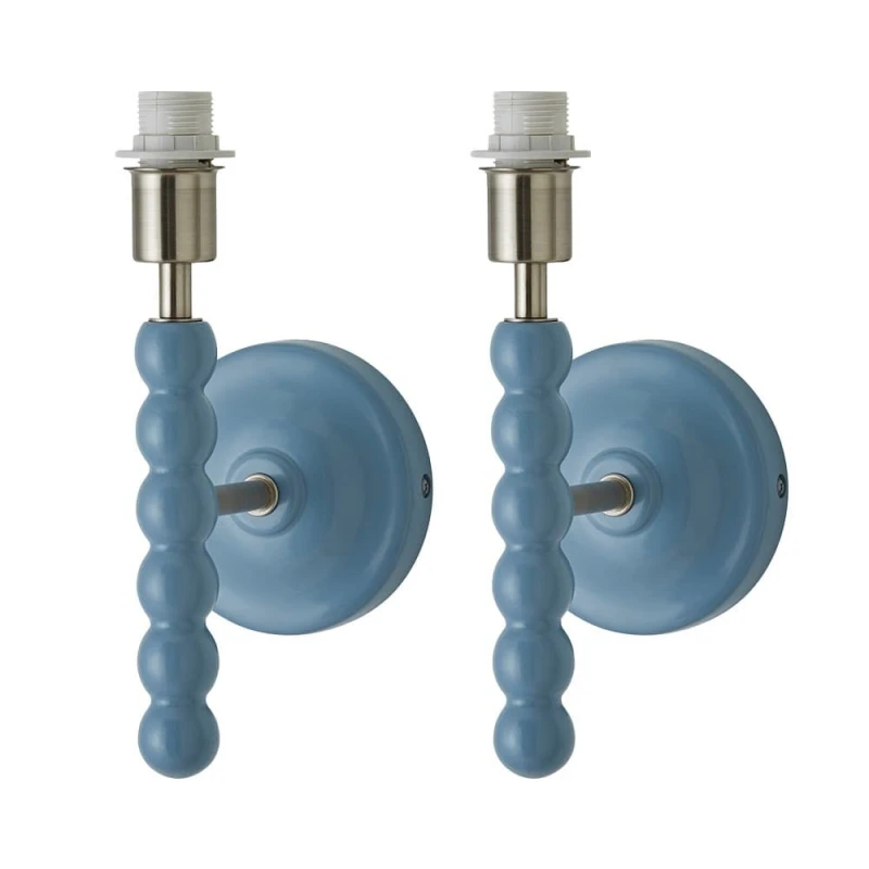Image of ValueLights Bobbins Pair of Pastel Bobble Style Wall Light Bases in Pale Blue Pale Blue Unisex