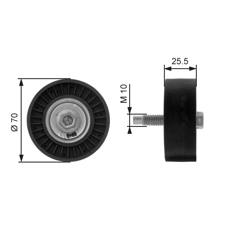Image of GATES Deflection / guide pulley, V-ribbed belt GATES T36199
