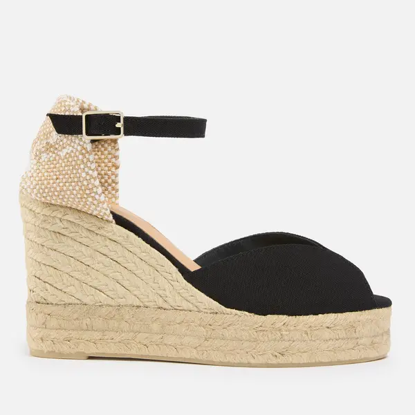 Image of Castaner Womens Bianca Wedged Espadrilles - Black - 7 Black High Heels female BIANCA/8ED/100 7