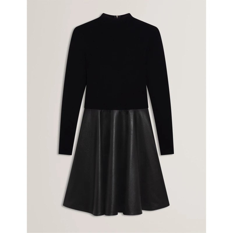 Image of Ted Baker Womens Faux Midi A-Line Dress Black female 8 (XS)