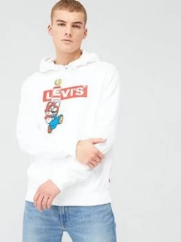 Levis Mario Box Tab Overhead Hoodie - White, Size S, Men