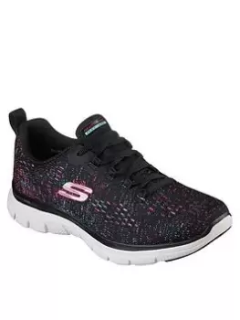 image of Skechers Flex Appeal 4.0 Vivid Spirit Trainers - Black, Size 4, Women