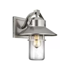 Image of Outdoor IP44 1 Bulb Wall Light Lantern Painted Brushed Steel LED E27 60W d00635