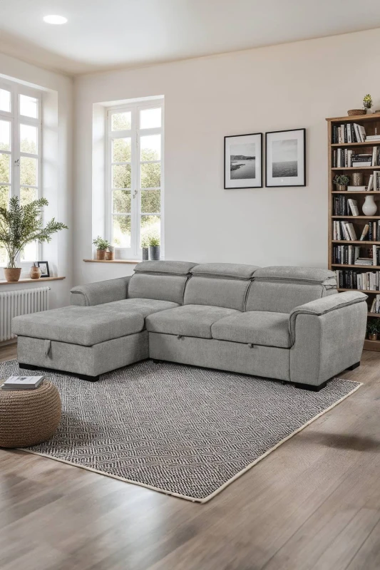 Image of More4Homes Tivoli 3 Seater Fabric Pull Out Sofa Bed Grey