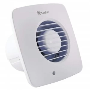 image of Xpelair 4" (100mm) Simply Silent Square Bathroom Fan with timer, Cool White (DX100BTS)