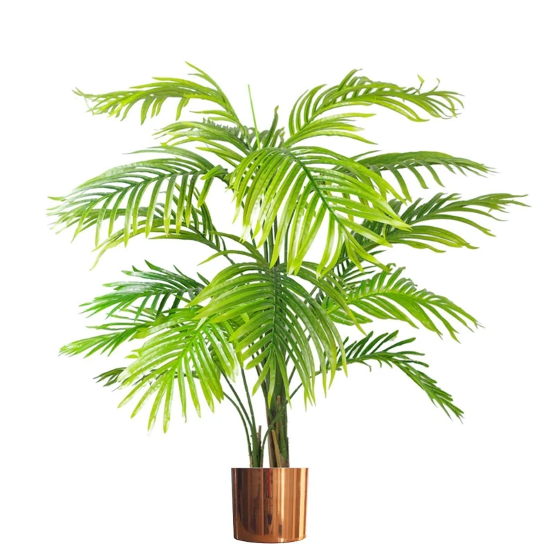 Image of Leaf Design 130cm Artificial Areca Palm Tree (XL with Copper Metal Planter)