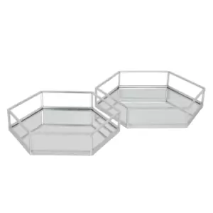 Image of Silver Hexagon Set Of Two Trays