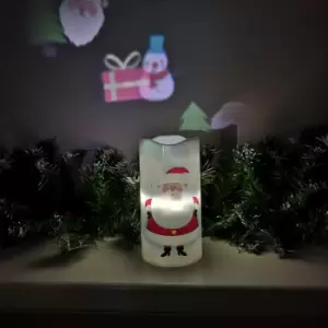 image of 15cm Battery Operated LED Projector Candle with Rotating Christmas Pattern