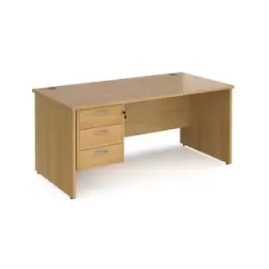 Image of Office Desk Rectangular Desk 1600mm With Pedestal Oak Top And Panel End Leg 800mm Depth Maestro 25 MP16P3O