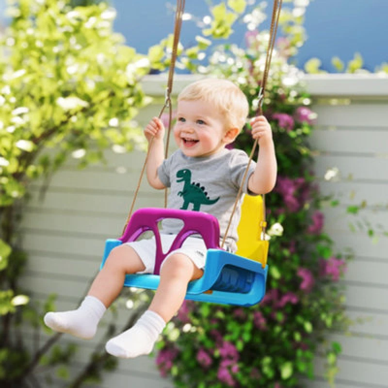 Image of Outsunny 3 In 1 Kids Swing Seat, Adjustable Toddler Swing Chair, Light Blue