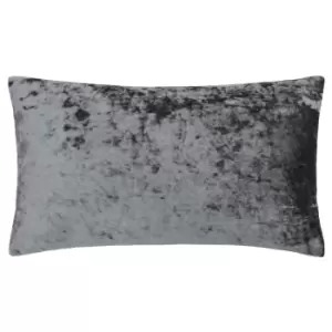 Image of Verona Crushed Velvet Rectangular Cushion Pewter, Pewter / 40 x 60cm / Polyester Filled