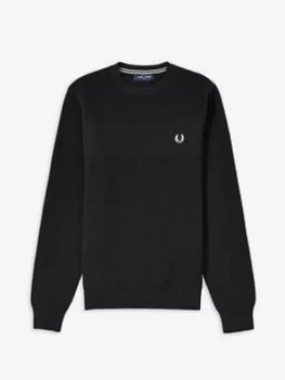 image of Fred Perry Textured Stripe Jumper, Black Size M Men