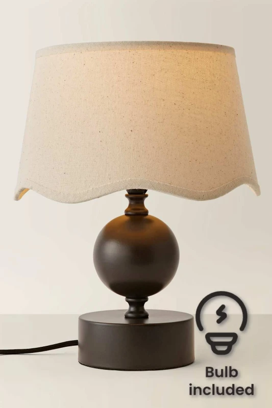 Image of ValueLights ValueLights Anthony Candlestick Table Lamp with Linen Scallop Lamp Shade and Bulb in Cream Cream One Size Unisex 5059406069130