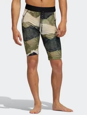 Image of adidas Earth Graphic Fitted Yoga Shorts, Black/Red Size XS Men