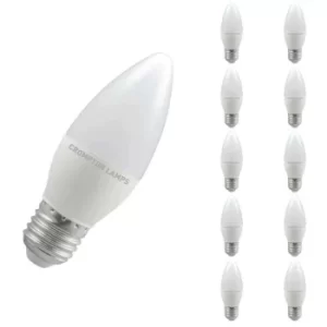 Image of (10 Pack) Crompton Lamps LED Candle 5.5W ES-E27 (40W Equivalent) 4000K Cool White Opal 470lm ES Screw E27 Frosted Multipack Light Bulbs