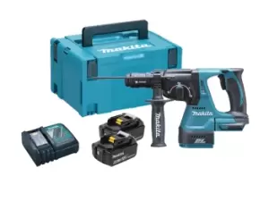Image of Makita DHR243RTJ 18v 2x5ah LXT SDS Plus Brushless Rotary Hammer Kit