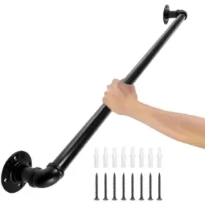 Image of VEVOR Pipe Stair Handrail, 3FT Staircase Handrail, 440LBS Load Capacity Carbon Steel Pipe Handrail, Industrial Pipe Handrail with Wall Mount Support,