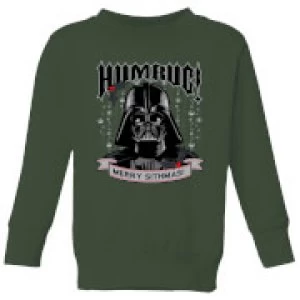 Image of Star Wars Darth Vader Humbug Kids Christmas Sweatshirt - Forest Green - 11-12 Years