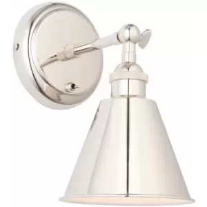 image of Loops - Bright Nickel Wall Light Fitting - Satin White Inner Shade - Knurled Detailing