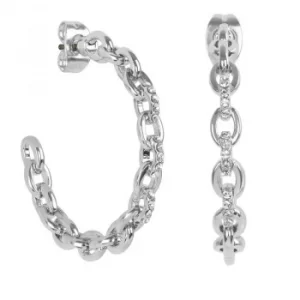 image of Ladies Adore Silver Plated Fixed Cable Link Hoop Earrings