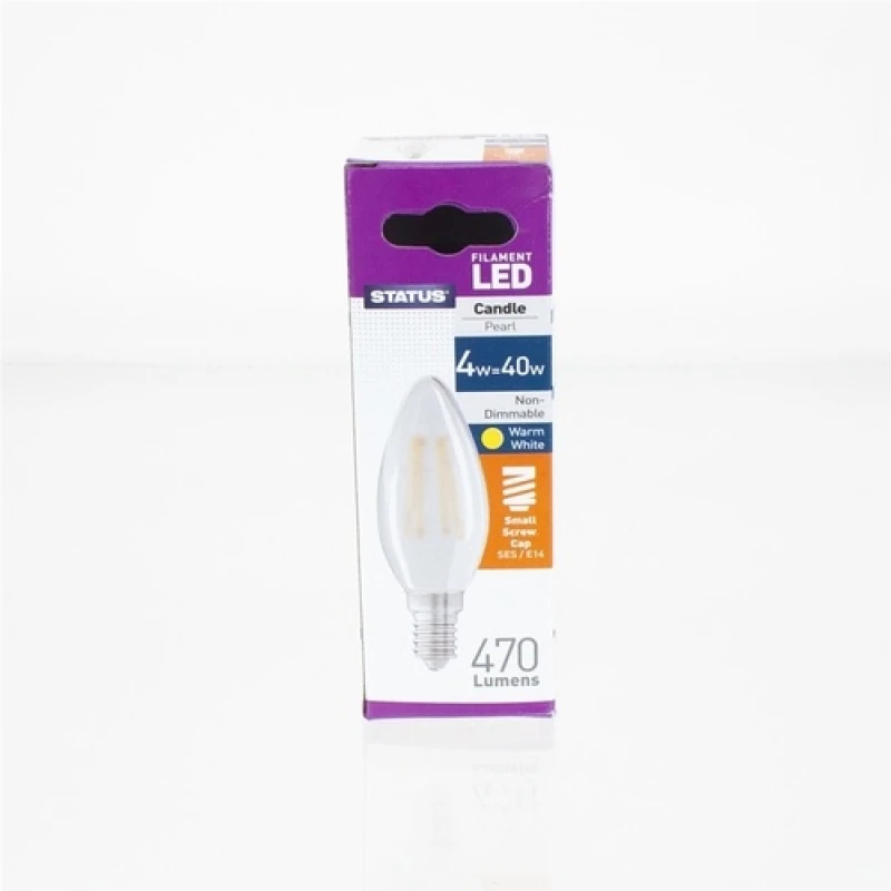 Image of Status 4W Candle LED Pearl Filament Bulb - SES 4SFCSESP1PKB8