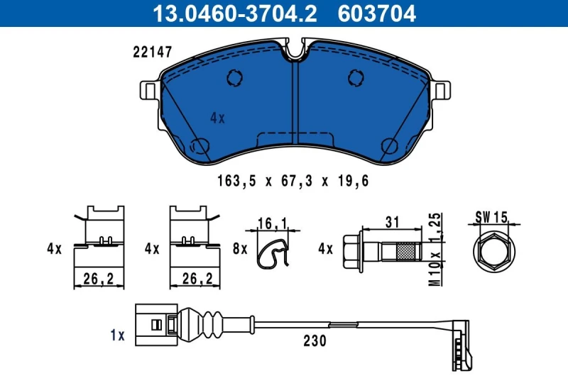 Image of Brake pad set ATE 13.0460-3704.2