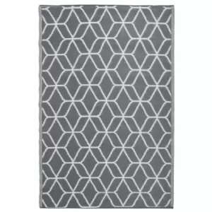 Outdoor Garden Caravan Camping Carpet Rug Geometric Grey 1.8m - Fallen Fruits