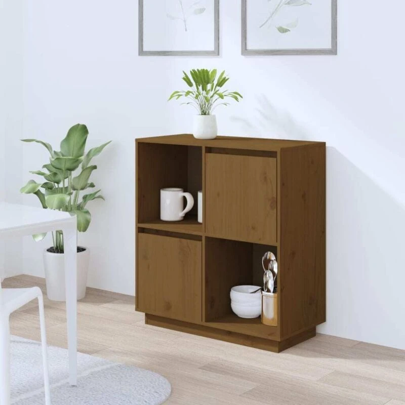 Image of VIDAXL Sideboard Honey Brown 74x35x80cm Solid Wood Pine Vidaxl 8720286923337