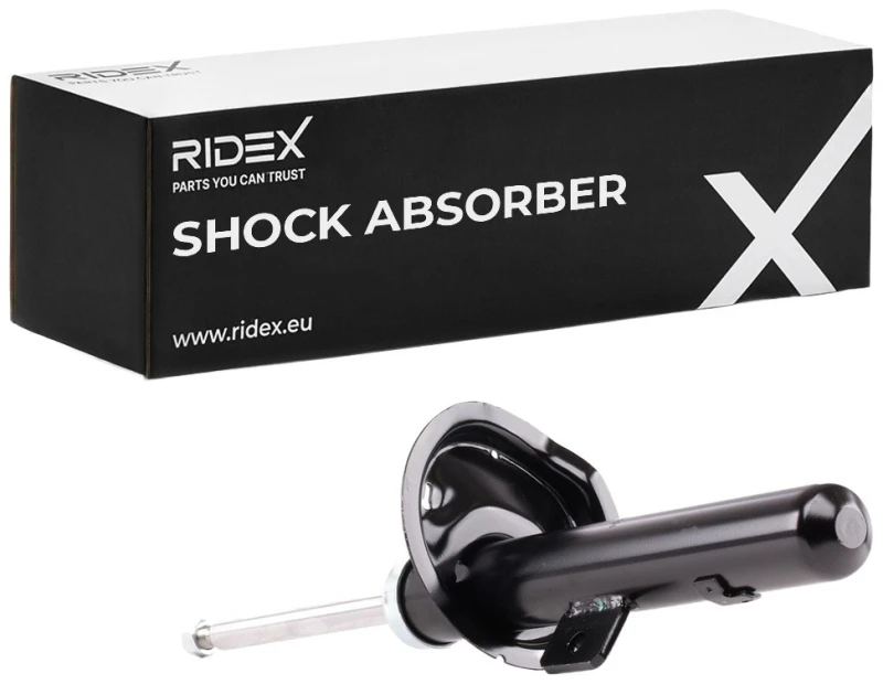 Image of RIDEX 854S0582 Shock absorber Front Axle Left, Gas Pressure, Twin-Tube, Suspension Strut, Bottom Plate Shock Absorber (854)