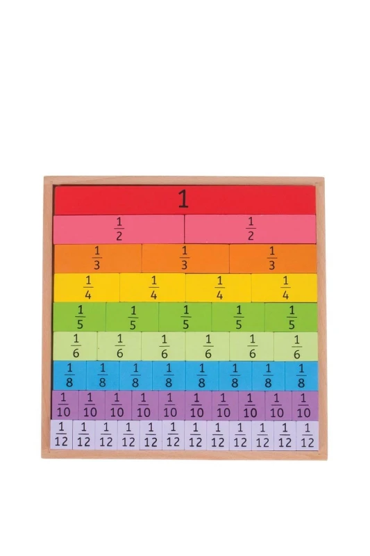 Image of Bigjigs Toys Wooden Fractions Tray Multi unisex