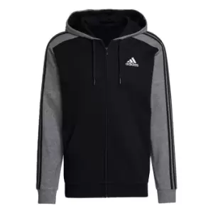 Image of adidas Essentials M lange French Terry Full-Zip Hoodie Me - Black / Black Melange