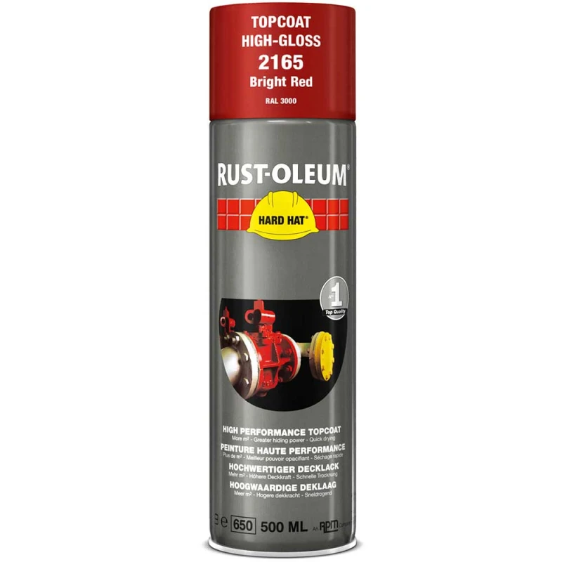 Image of Rust Oleum Hard Hat Metal Spray Paint 2165 Colour: Bright Red