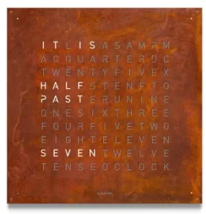 image of QLOCKTWO Large Creators Edition Rust Wall Clock 90cm