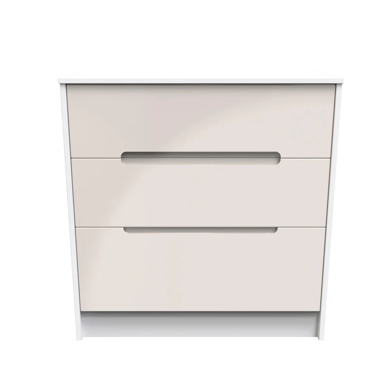 Image of Turin 3 Drawer Deep Chest In Kashmir Gloss & White (Ready Assembled)