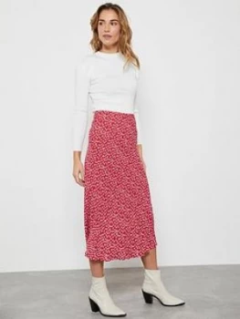 image of Mint Velvet Poppy Lips Midi Slip Skirt - Red