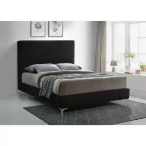 image of Glinis Bed Small Double Plush Velvet Black