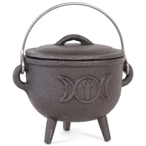 image of Cast Iron Cauldron With Triple Moon