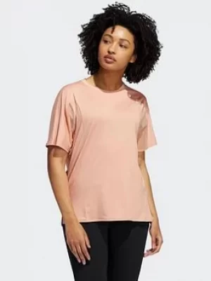 Image of adidas Luxe Training T-Shirt, Pink/White Size M Women