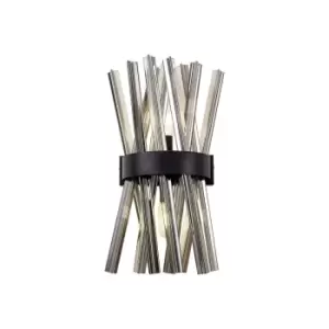 Image of Hornby 2 Light E14, Wall Lamp E14, Matt Black, Smoke Glass