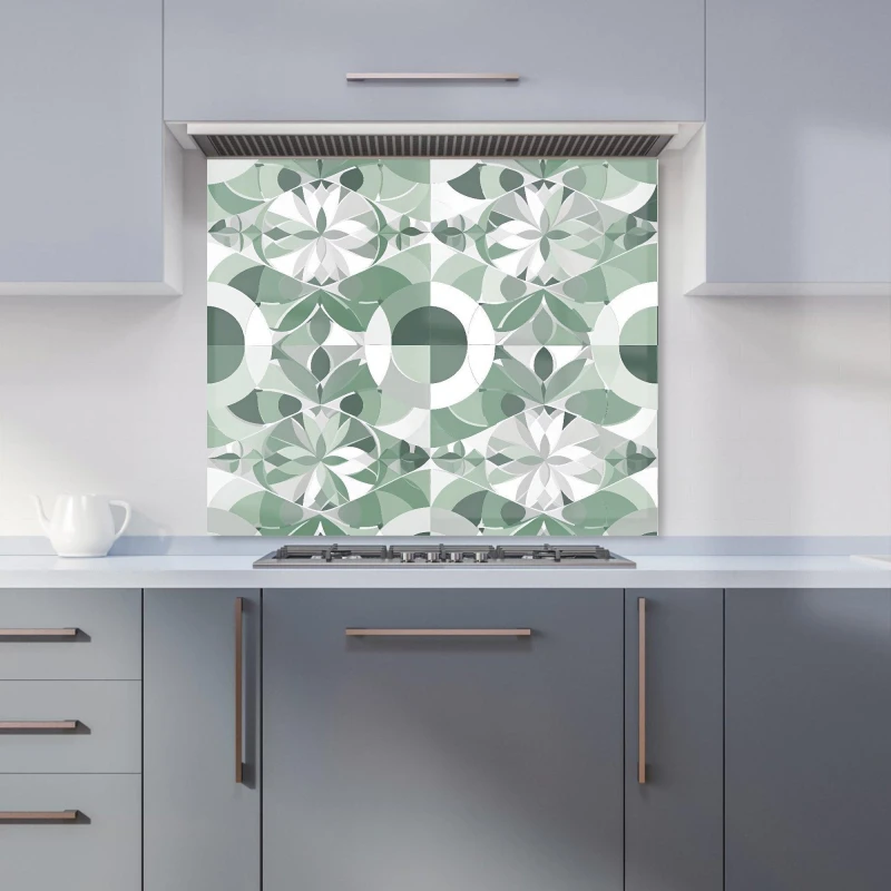 Image of Warren Reed - Designer Geometric Pastel Green Kitchen Splashback Size: 600mm x 750mm Green Unisex 600mm x 750mm