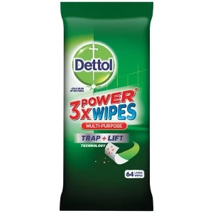 image of Dettol 3X Power Wipes Multi Purpose - Pack of 64