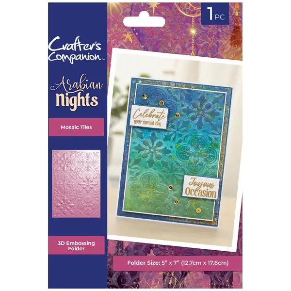 Crafter's Companion 3D Embossing Folder Arabian Nights Mosaic Tiles 5" x 7in