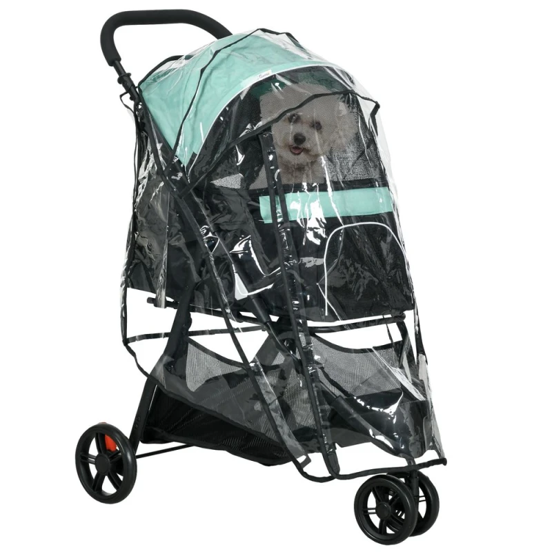 Image of PawHut Dog Stroller for XS/S Dogs/Cats with Cover - Green D00-193V00GN